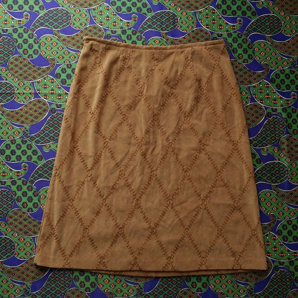Y2K A- Line Faux Suede Skirt - 10 - Picture 3 of 4